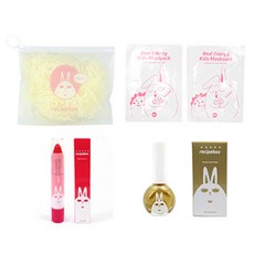 Recipebox 孩童旅行彩妝組, 收納袋+面膜2入+唇彩筆+金色指甲油, 1組
