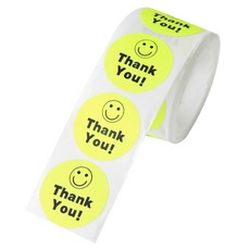Donna&Deco Belly 圓形微笑感謝貼紙捲 3.5cm, 螢光黃, 1個