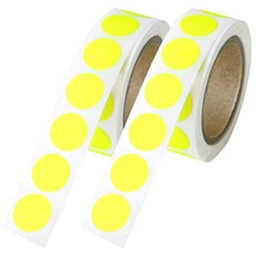 Donna&deco Yubi 圓形素色捲筒貼紙 1.5cm, 霓虹黃, 2個