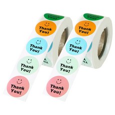 Donna&deco Chera 圓形微笑感謝捲筒貼紙 2.5cm, 混合色, 2個