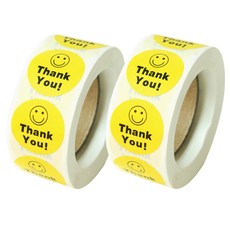 Donna&deco Hui 圓形笑臉感謝捲筒貼紙 2.5cm, 黃色, 2個