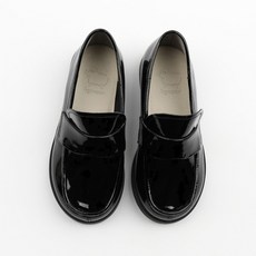 Agneau 兒童莫魯斯黑色漆皮鞋