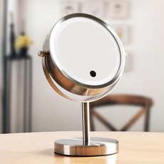 woodrohaus LED觸控化妝放大鏡台鏡HMS-9483, 銀