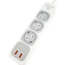 CLICKTAP 3插雙USB快充延長線, 1.5m, 1組