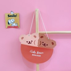 Yumi Company角色壁掛收納口袋 熊熊 棕色, 混色