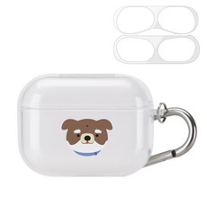 구스페리 강아지인스타 디자인 에어팟프로 투명 젤리 케이스 + 철가루 방지 스티커 + 키링, 강아지3, 1개
