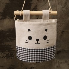 Yumi商社貓壁掛收納袋, 黑色格子