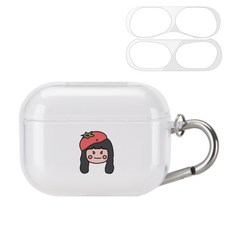 구스페리 차일드 디자인 에어팟프로 투명 젤리 케이스 + 철가루 방지 스티커 + 키링, 토마토걸, 1개
