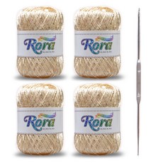 Lora 亮片毛線 55g x 4p + 鉤針, 檸檬雪紡(6002), 1個