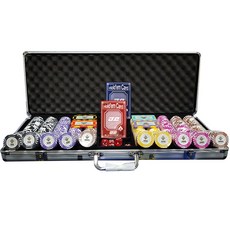 撲克籌碼 500入+德州撲克牌 2入+方形籌碼 隨機出貨 4入+收納盒, 混色