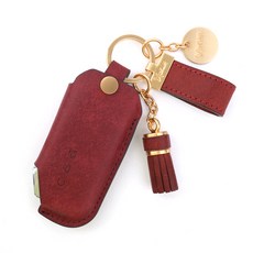 MORUN 皮革鑰匙包全套 K7 Premier Seltos Sorento MQ4 等相容 HK097, 珊瑚紅, 起亞 7鍵式