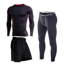 Naya Style 男款健身肌肉剪裁大尺碼上衣 + 短褲 + 內搭褲套裝 HL-06-2