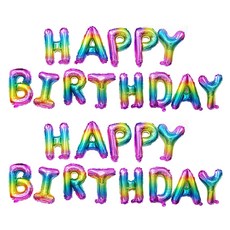 訊息銀箔生日氣球組, 彩虹, 2套