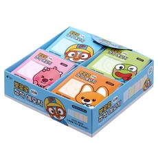 Pororo 淘氣小企鵝 黏性便利貼 4種*10入, 波蘿羅、克朗、路飛、艾迪, 1套