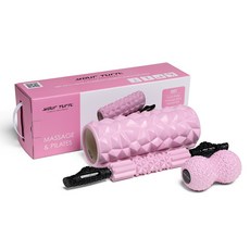 유어턴 마사지 필라테스 EVA 폼롤러 + 마사지스틱 + 땅콩볼 세트, 핑크, 1개