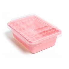 長形格紋塑膠盒 粉色 XS號, 1件, 100個