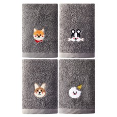SOFT TOUCH My Dog 刺繡毛巾 150g 精梳棉, 隨機出貨, 4個