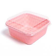 方形格紋塑膠盒 粉色, 1件, 100個