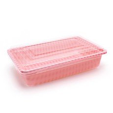 長形格紋塑膠盒 粉色, 100個, 1件