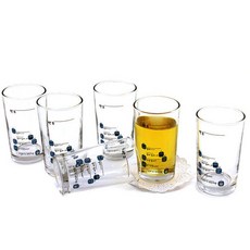 ABM KOREA 燒啤專用刻度玻璃杯 藍色, 6入