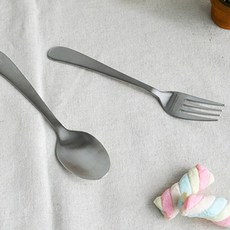 不鏽鋼圓頭B湯匙+叉子組, 單色, 5套