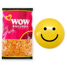 WOW PARTY KOREA 快樂微笑氣球 30cm, 50個, 檸檬
