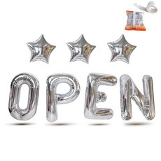 PARTYSHOW OPEN 鋁箔氣球組 + 膠點 100入, 銀色, 1套