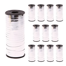 LivingDA 小號捲邊緞帶 12入, 金屬銀, 90m