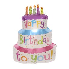 GRABO BALLOONS 女孩生日蛋糕 鋁箔氣球, 混合顏色, 1個