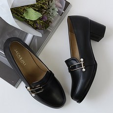 JACK&JILL 大尺碼珍珠厚底粗跟鞋 5cm J-09506BIG