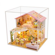 스위트 타임 풀하우스 미니어처 DIY 키트 + 아크릴케이스, 혼합색상, 1개