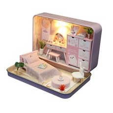 핑크 침실 미니어처 DIY 키트 + 틴케이스, 혼합색상, 1개