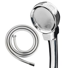 IRONFITTING 節水開關鈕式蓮蓬頭+淋浴管2m組, 1組, 銀色