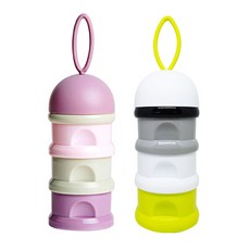 momhandson 3層便攜奶粉儲存罐2入組, 紫色+綠色 白色, 1組