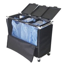 伊江科技 前開式方形蓋分類垃圾桶 3格1層型, 黑色, 1個