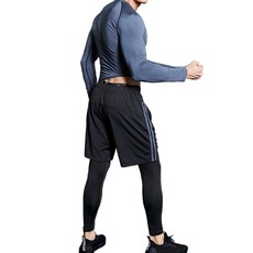 NAYA STYLE 男士健美健身上衣+短褲+緊身褲套裝 HL-263