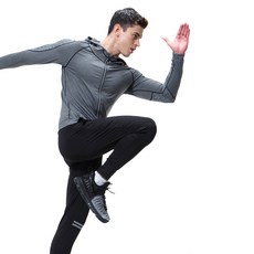 Naya Style男款健身服連帽拉鍊+緊身褲套裝 HL-109