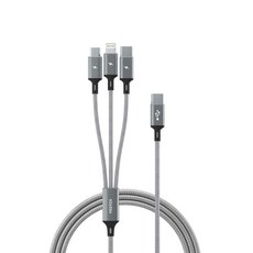 요이치 마운틴 베타C 3in1 멀티 고속충전케이블, 170cm, 실버, 1개