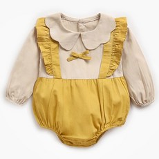 STARDOOR 女孩童蝴蝶結荷葉邊吊帶長袖包屁衣