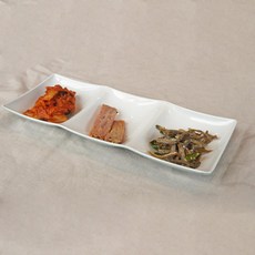 프리첸 니드코 컬러 직사각 3절 나눔접시, 베이지, 1개