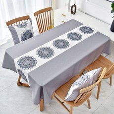 Yums 中央圖案亮點防水桌布, 灰色, 130 x 130cm