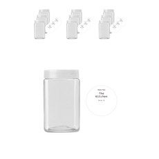 半透明蓋方形穀物收納盒 700ml 10入+圓形標籤貼紙 10入, 混色