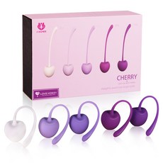 S-HANDE Love Honey櫻桃凱格爾球 5入組+潤滑凝膠, 1組