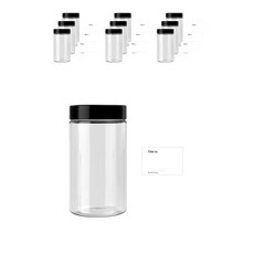 圓柱收納罐 750ml 10入+黑蓋 10入+姓名貼紙 S號 10入, 混色
