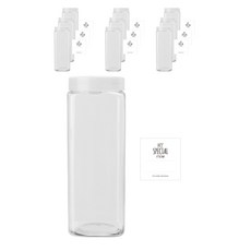 長方形雜糧儲物罐 1200ml 10入+半透明蓋 10入+標籤貼 方形 10入, 混色