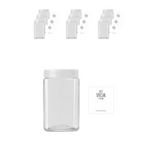 半透明蓋方形穀物收納盒 700ml 10入+方形標籤貼紙 10入, 混色