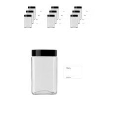 黑蓋方形穀物收納盒 700ml 10入+標籤貼紙 S號 10入, 混色