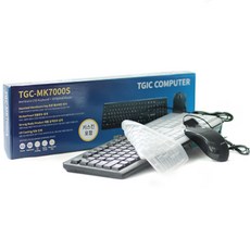 SOLA TGIC COMPUTER USB 有線鍵盤滑鼠組 + 鍵盤膜, TGC-MK7000S, 黑色, 一般型