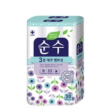 純無熒光3層裝飾壓花衛生紙16m, 30捲, 1袋