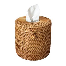 藤編圓形面紙盒, 混色, 1個